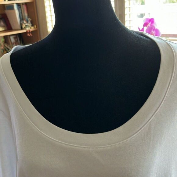 Isaac Mizrahi Live Womens Top 2X Essentials 3/4 Sleeve Knit Spotless White - Picture 2 of 6